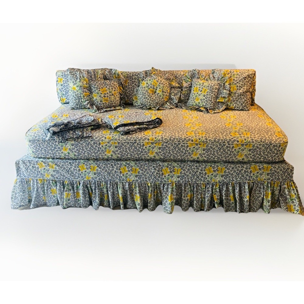 RARE VTG‎ Custom Daybed Bedding Set J.P. Stevens Butterfly Floral 11 Pc Sofa